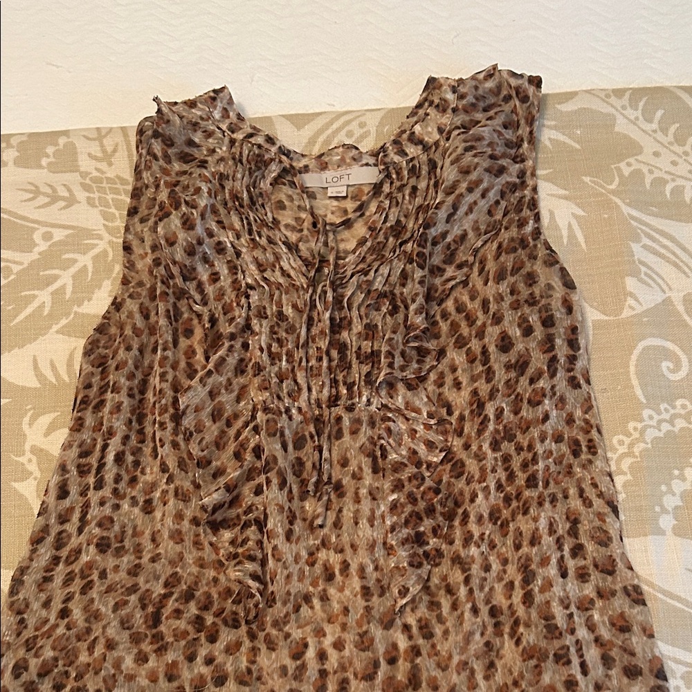 LOFT Animal Print Sleeveless Blouse
